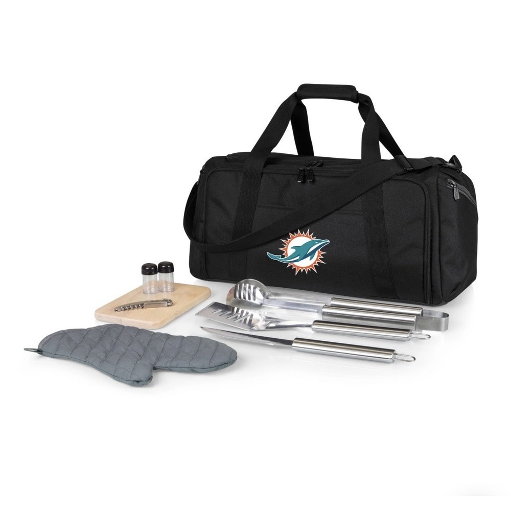 Oniva NFL MIAMI DOLPHINS Portable Charcoal Grill & Cooler Tote - Black